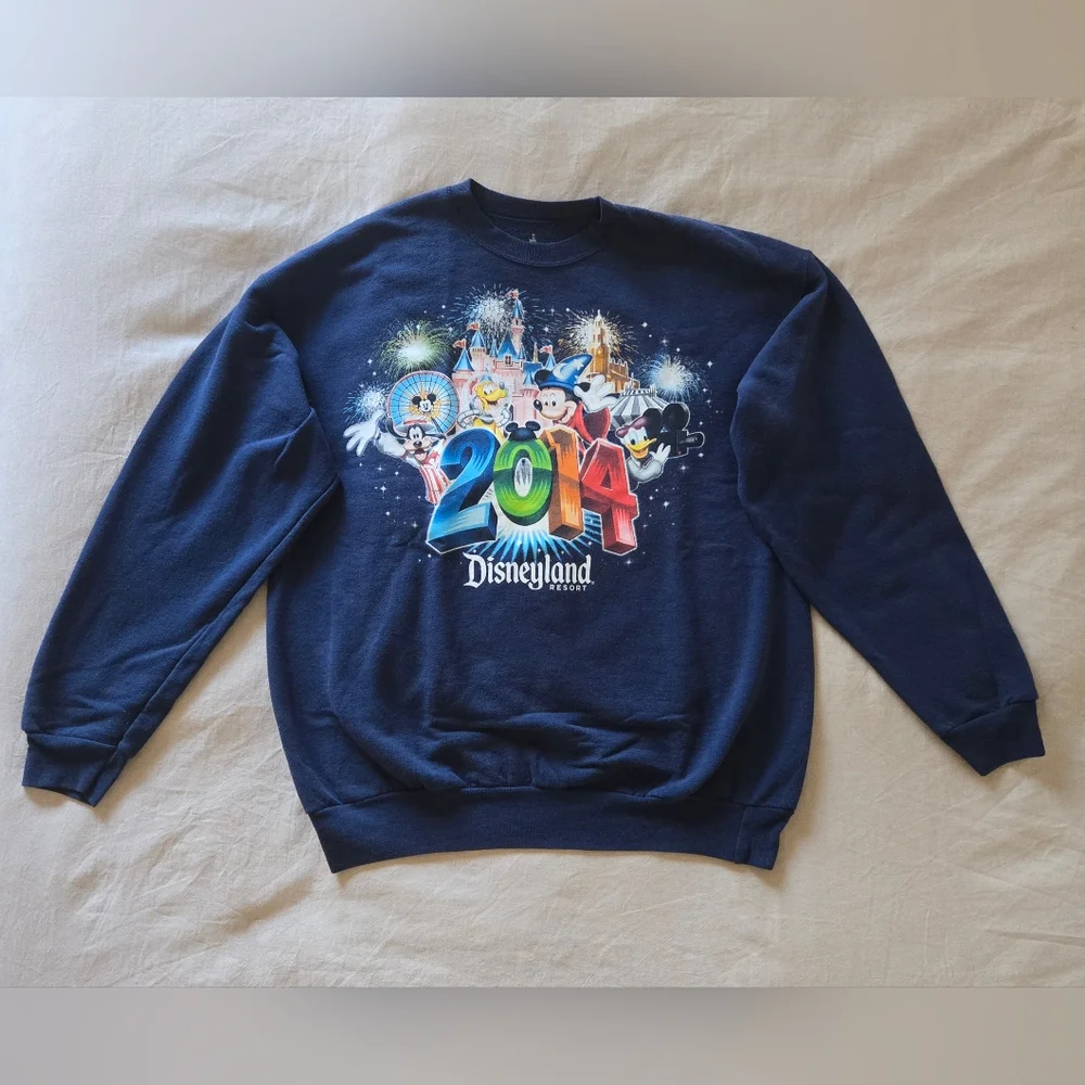 Vintage 2014 Disneyland Resort Sweatshirt, Large Unisex Adult Navy